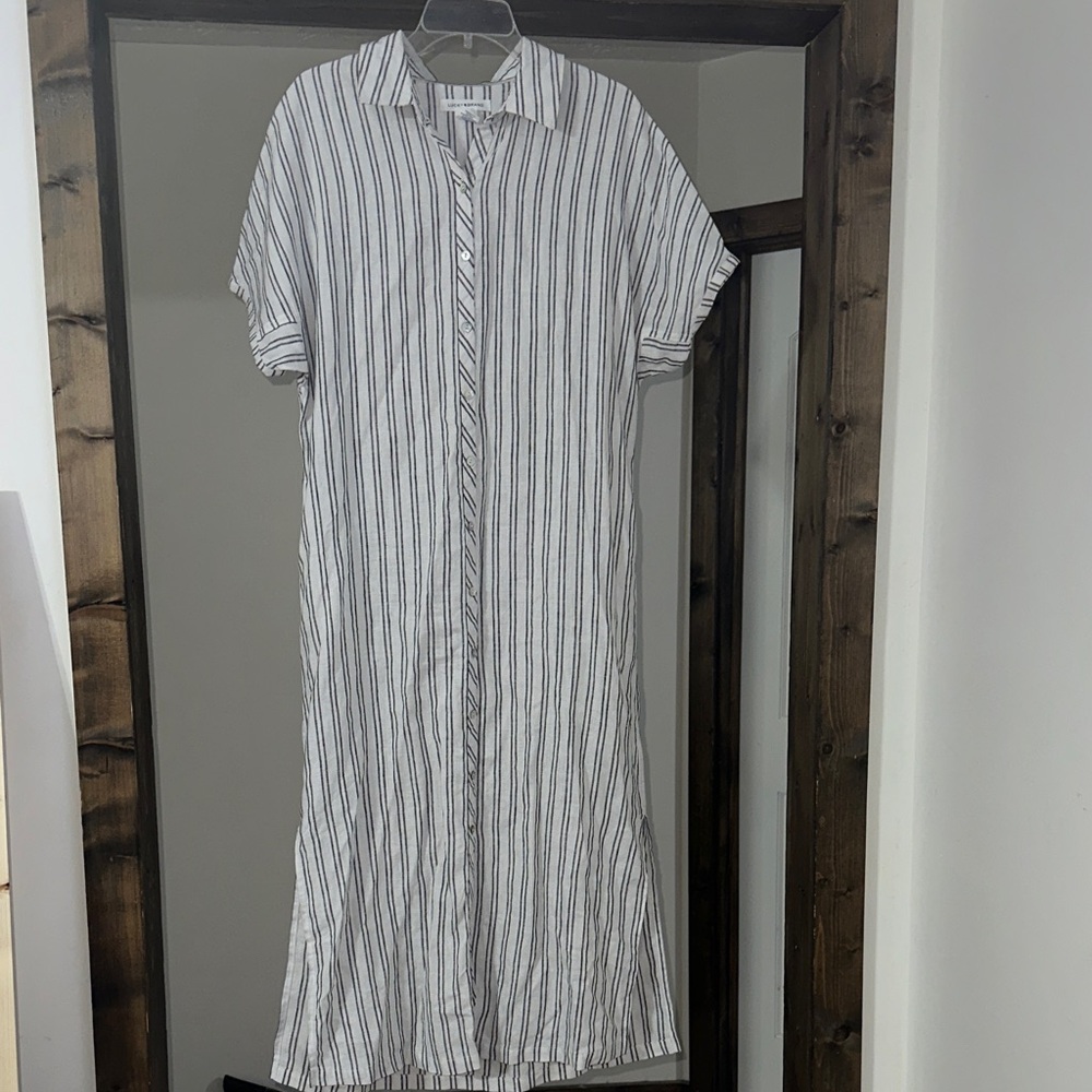 Lucky Brand Striped linen Dress size medium